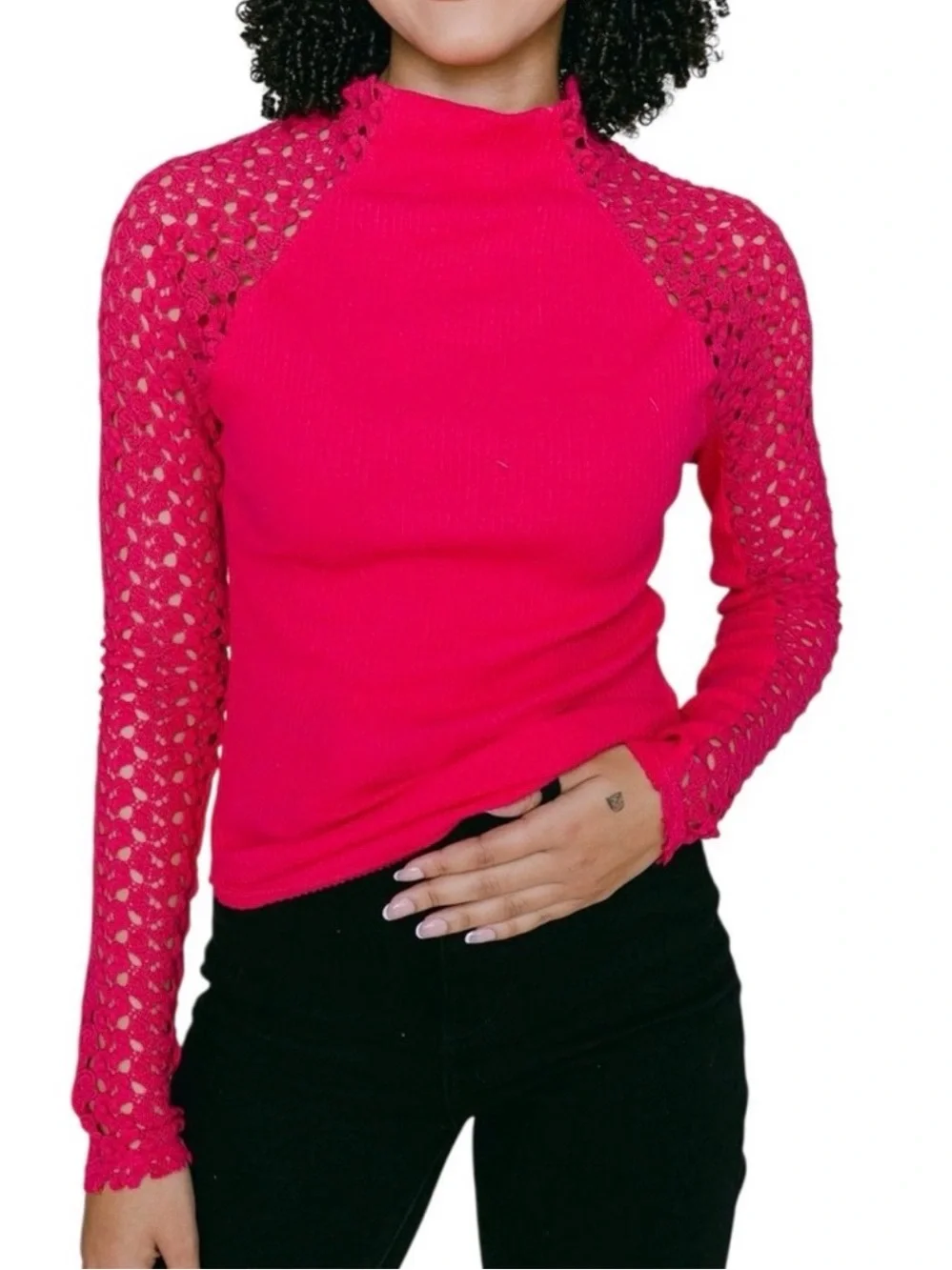 Free People Clemente Top in Hot Berry, Size S, EXCELLENT